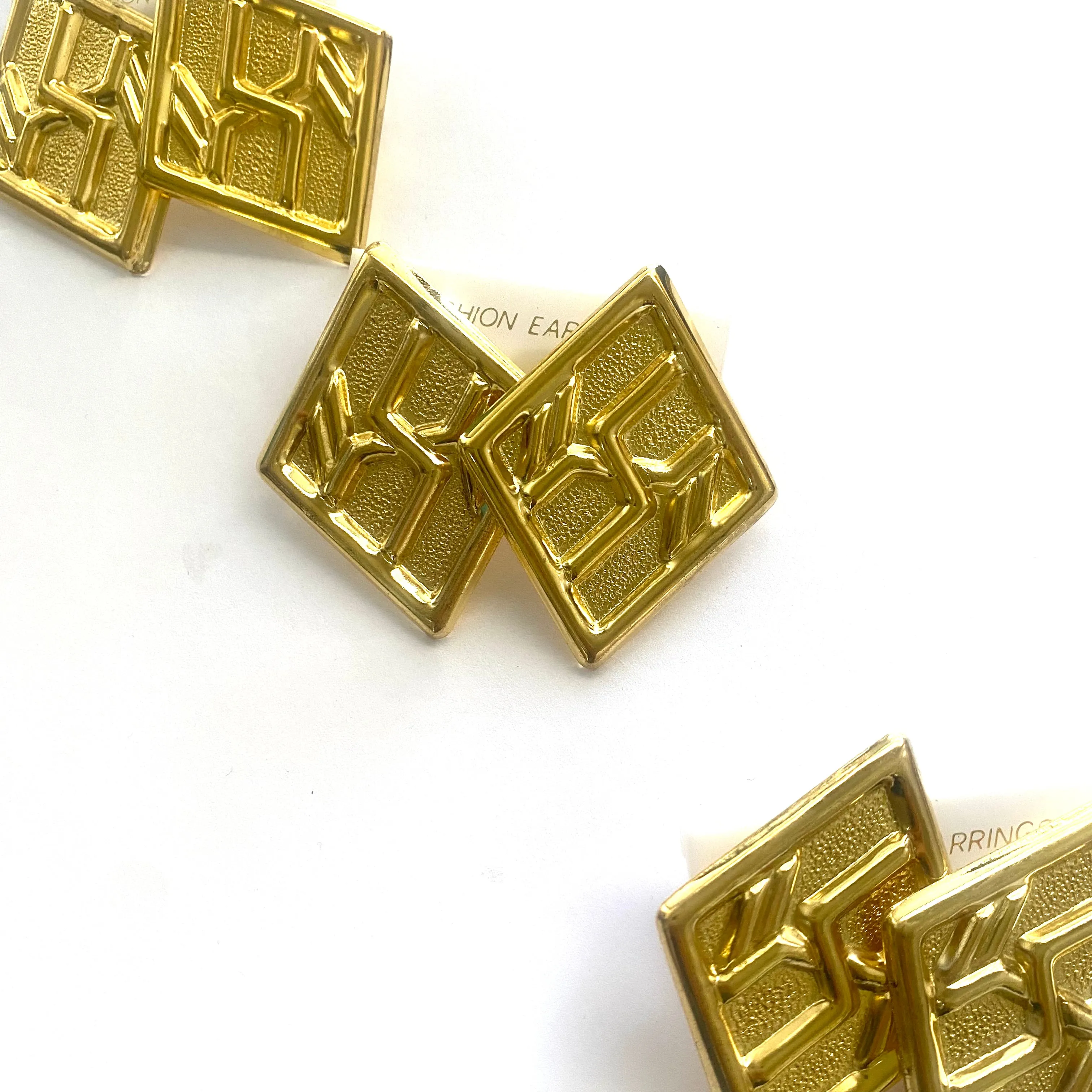 Golden Enamel Rhombus Studs - Kooky Deadstock Earrings *Final Sale