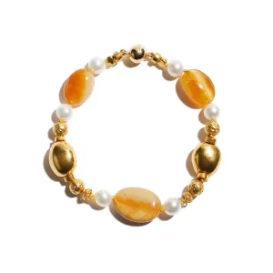 Golden Opal, Pearl, and Gold Bracelet