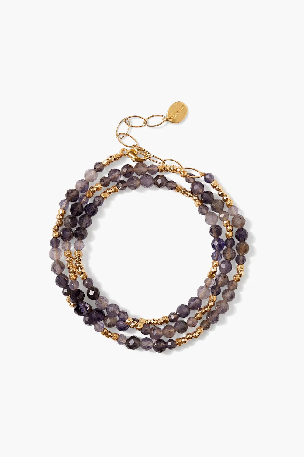 Granada Triple Naked Wrap Bracelet Iolite Gold