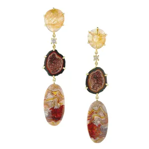 Grand Canyon 18K Gold One of a Kind Gemstone Earrings