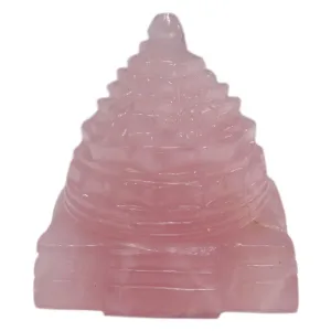 Handicrafts Showpieces Fengshui Rose Quartz Stone Vaastu Shree Yantra 5 cm.