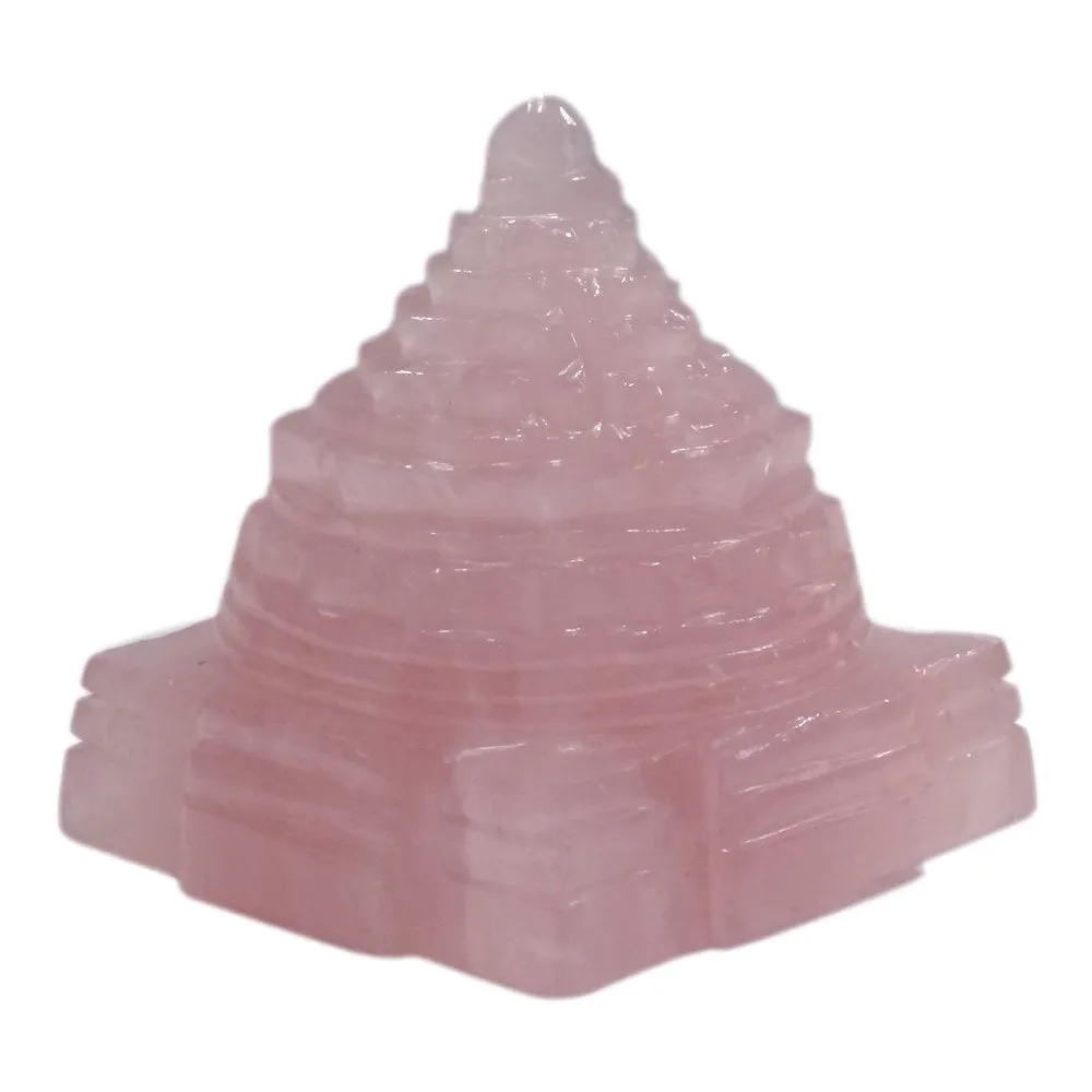 Handicrafts Showpieces Fengshui Rose Quartz Stone Vaastu Shree Yantra 5 cm.