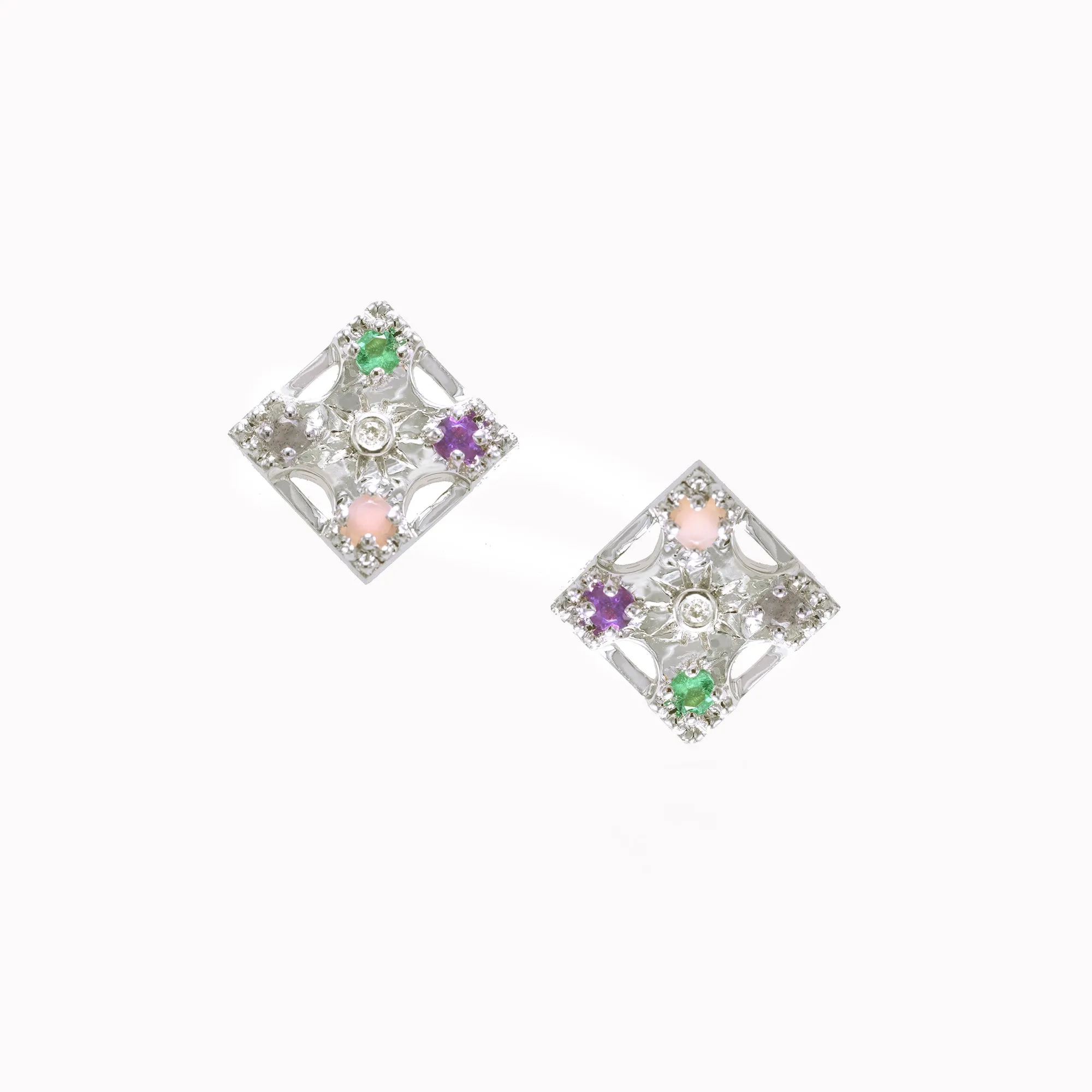 Harmony "LOVE" Gemstone Stud Earrings - 4 Stones