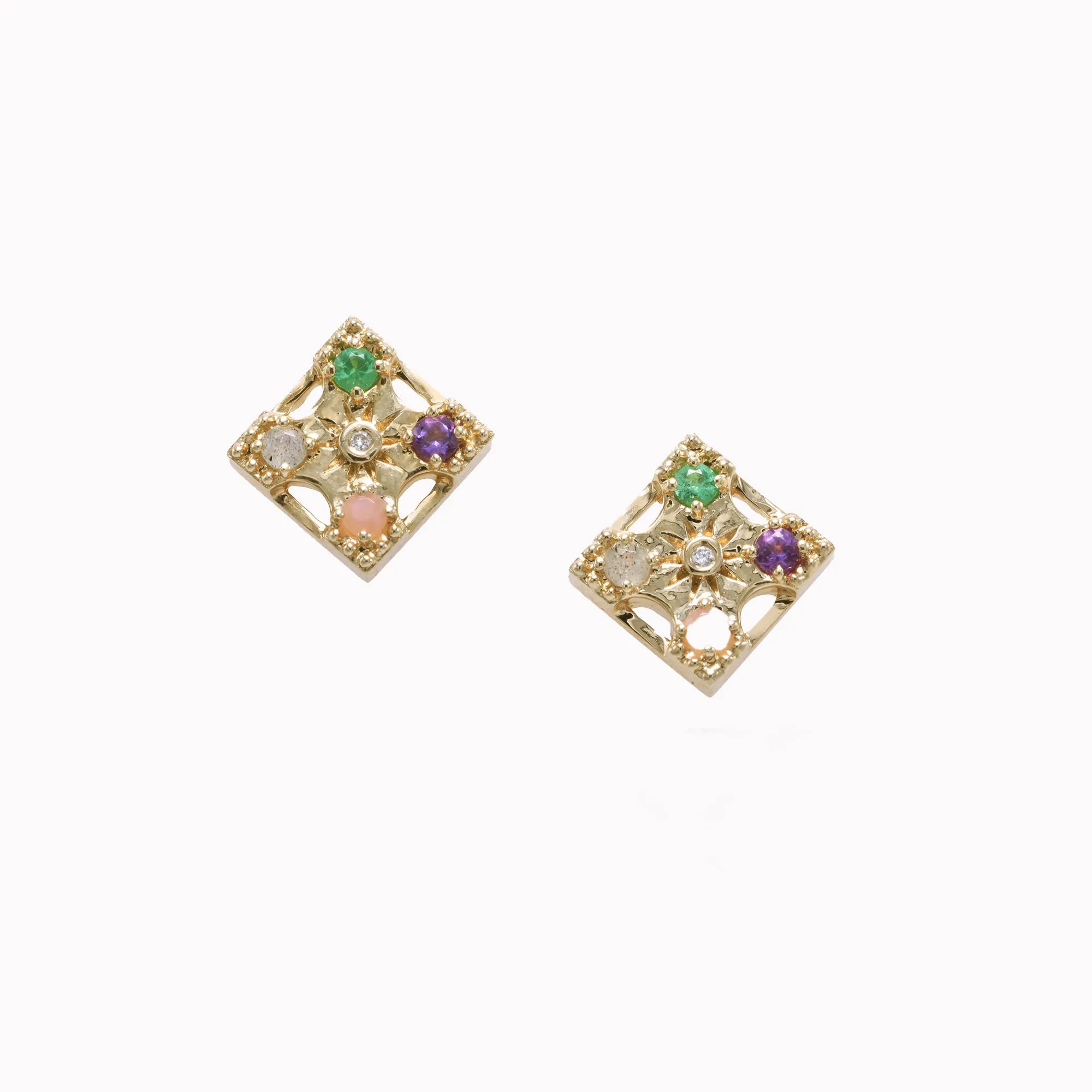 Harmony "LOVE" Gemstone Stud Earrings - 4 Stones