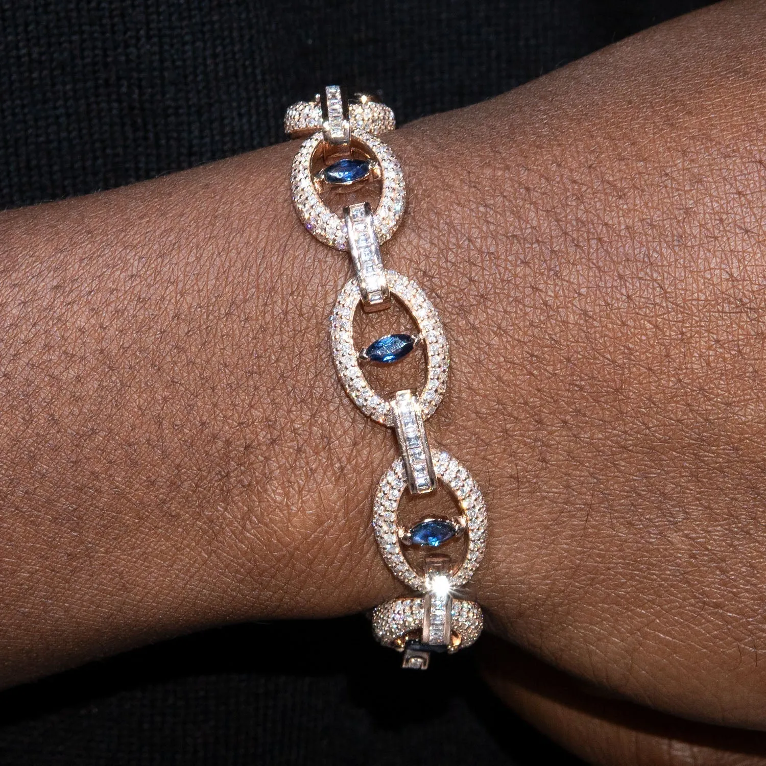 High End Jewelry - Iced Out Sapphire Evil Eye Bracelet