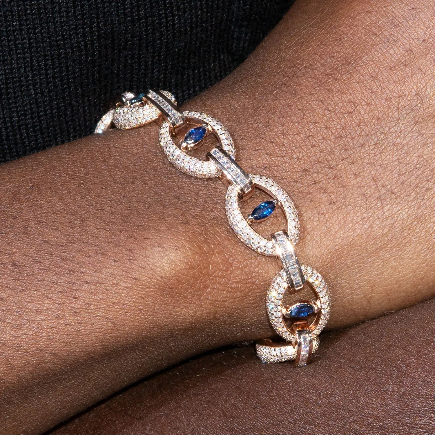 High End Jewelry - Iced Out Sapphire Evil Eye Bracelet