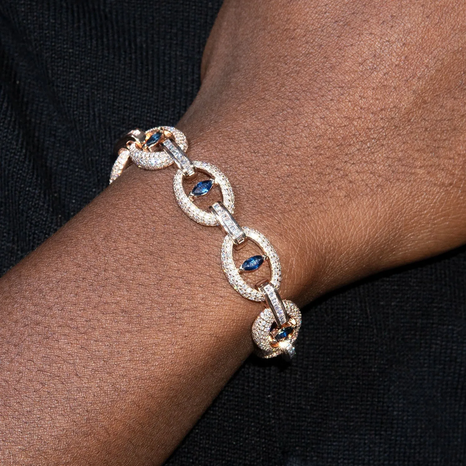 High End Jewelry - Iced Out Sapphire Evil Eye Bracelet