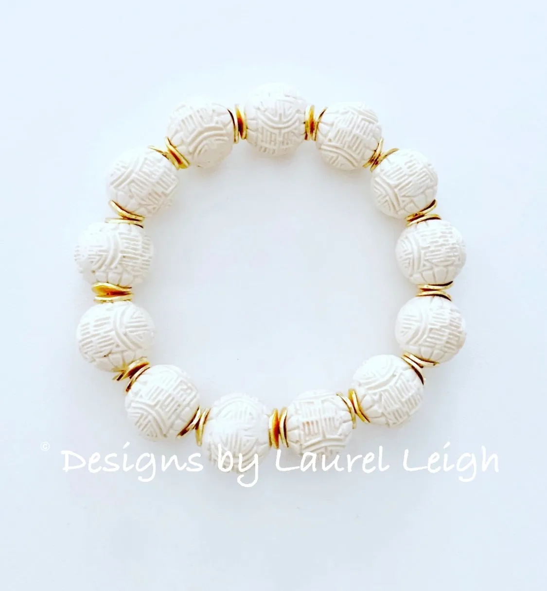 Ivory Gold Chinoiserie Cinnabar Bracelet