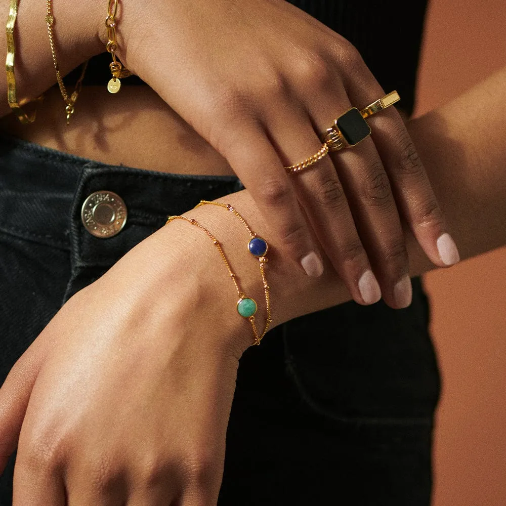 Lapis Healing Stone Bobble Bracelet 18ct Gold Plate