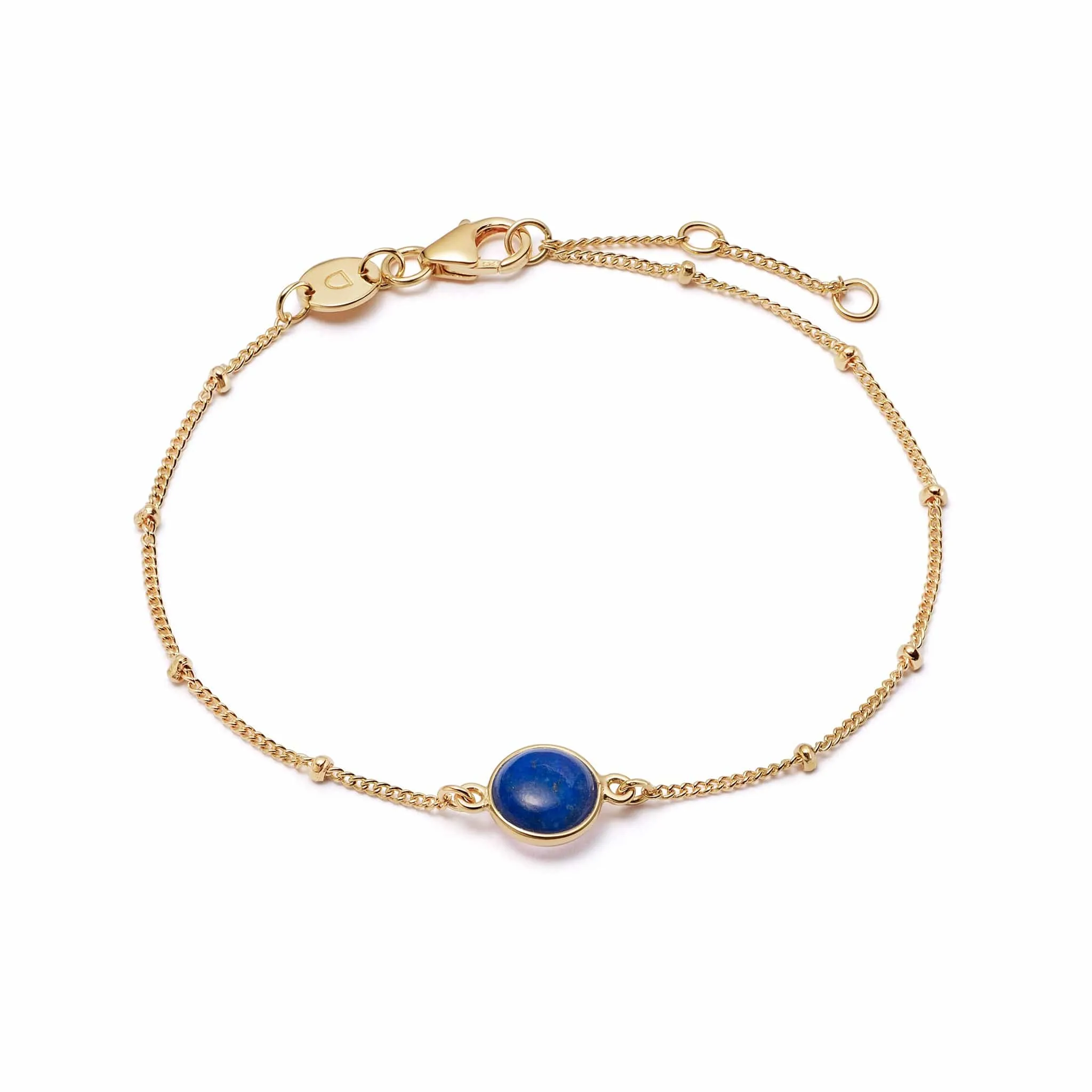 Lapis Healing Stone Bobble Bracelet 18ct Gold Plate