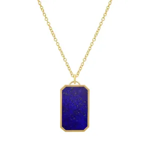 Lapis Inlay Tag Pendant Necklace