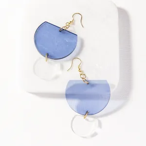 Lapis Lucite Double Half Round Earrings