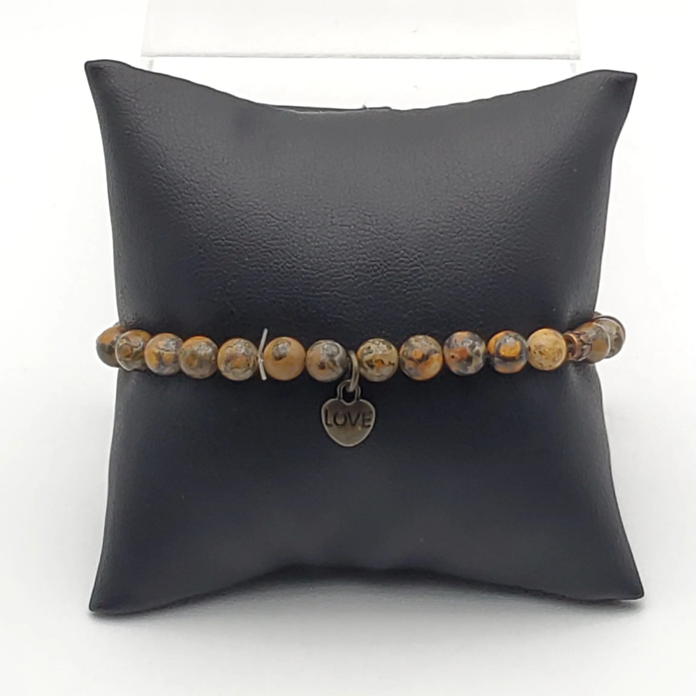 Leopard Skin Jasper Beaded Stretch Bracelet