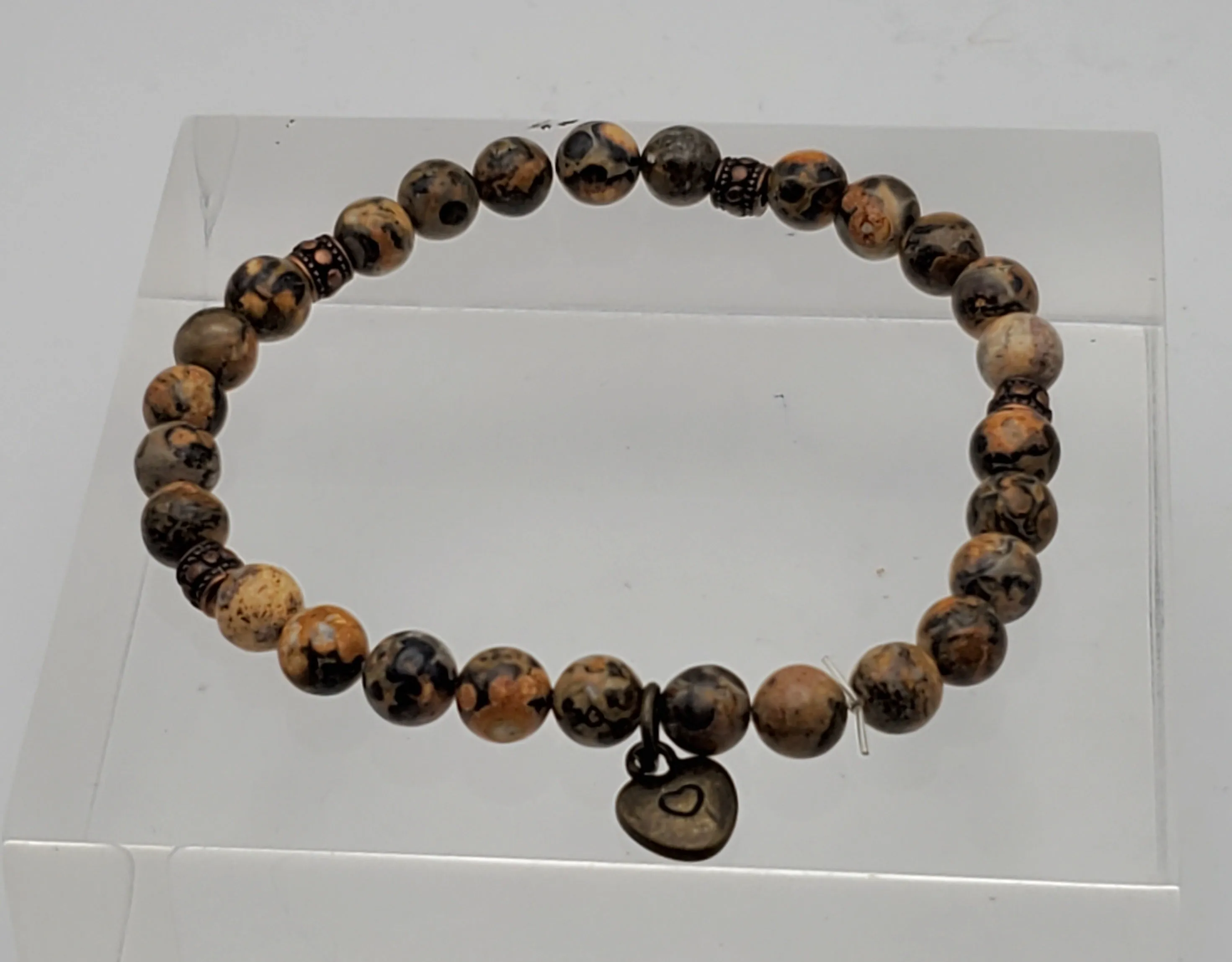 Leopard Skin Jasper Beaded Stretch Bracelet