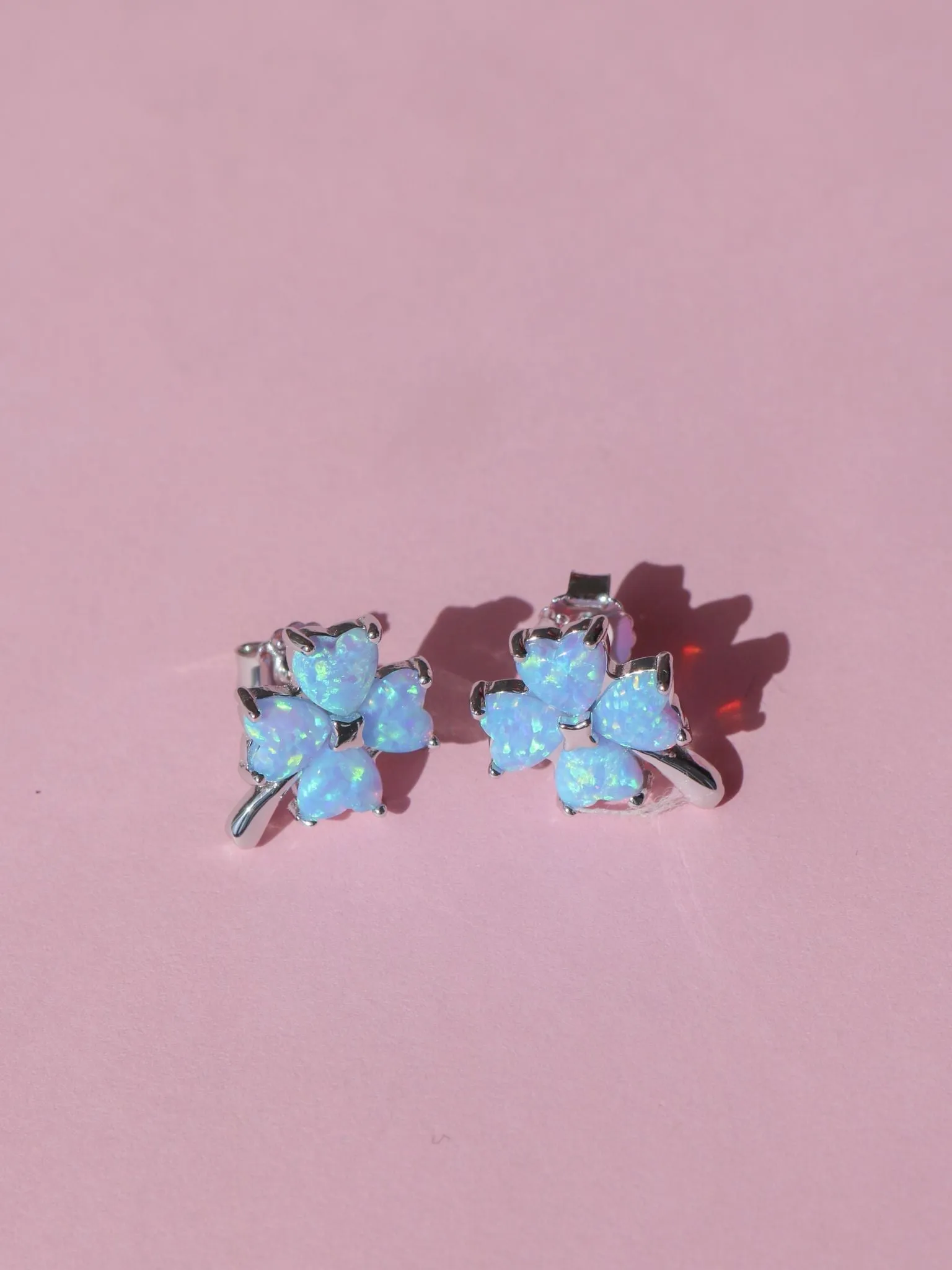 Lucky Opal Clover Earrings, 925 Sterling Silver