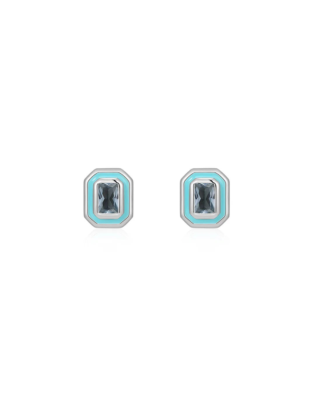 Luv AJ - Bezel Studs - Turquoise - Silver