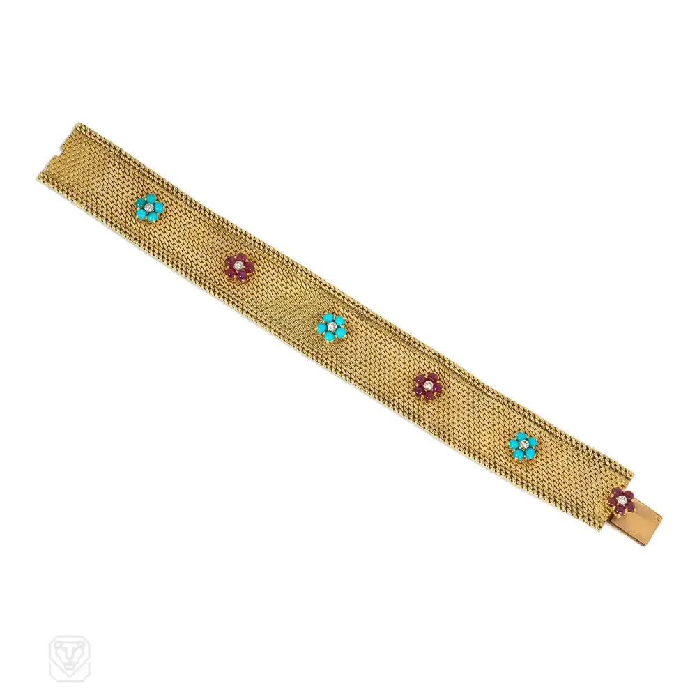 Marchak, Paris. Georges Lenfant mid-century flower bracelet