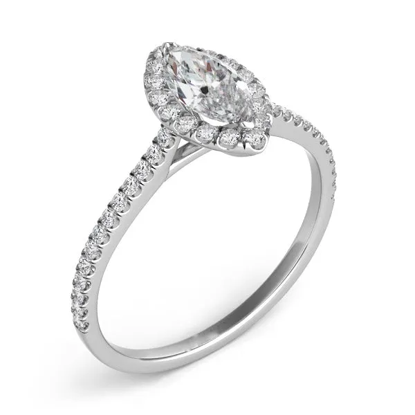 Marquise Diamond Halo Engagement Ring