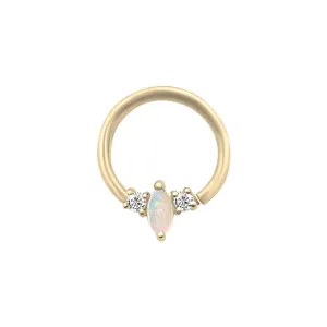 Marquise Opal Diamond Daith Nose Ring hoop