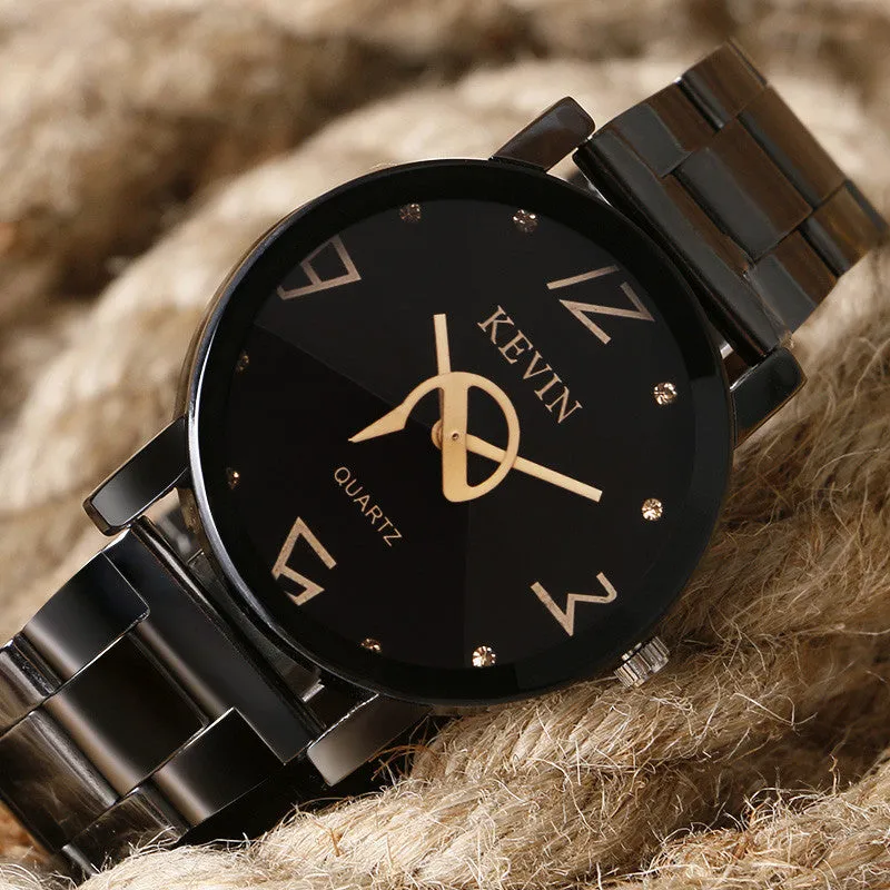 Men Watch Black KEVIN Creative Wrist Watch Men's Stainless Steel Quartz Watches Sports Casual Dress Clock erkek kol saati