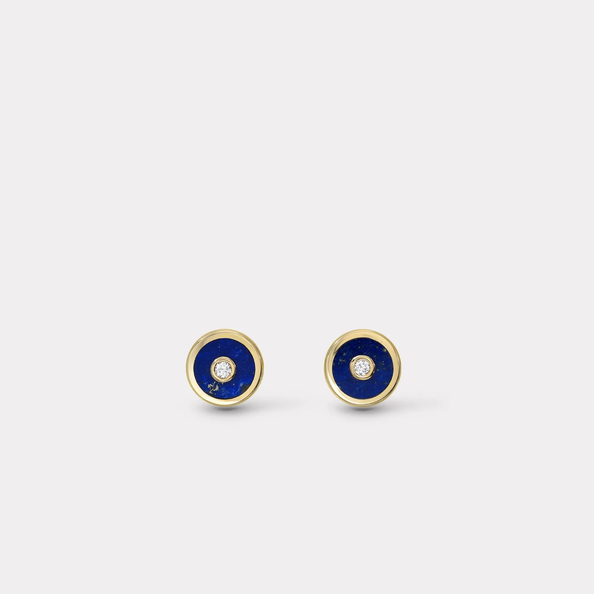 Mini Compass Stud Earrings with Lapis