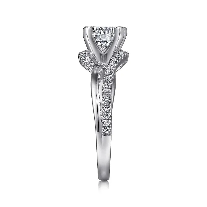 Naomi - 14K White Gold Round Bypass Diamond Engagement Ring