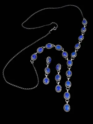 Native American Jewelry Lapis Lariat Necklace Set