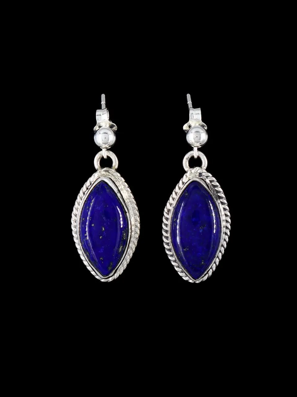 Native American Sterling Lapis Post Earrings