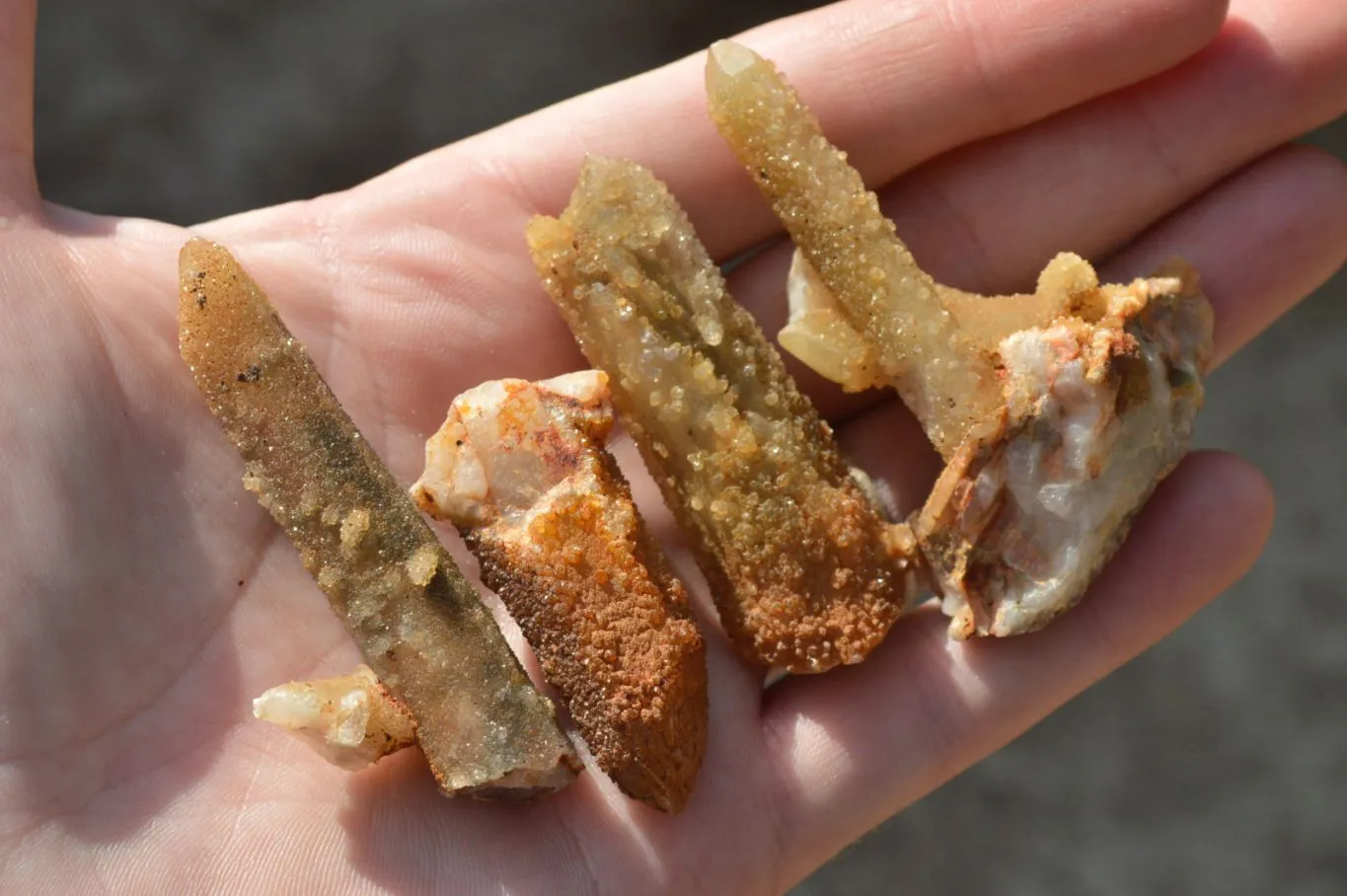 Natural Golden Limonite Fairy Spirit Quartz Finger Clusters x 35 From Boekenhouthoek, South Africa