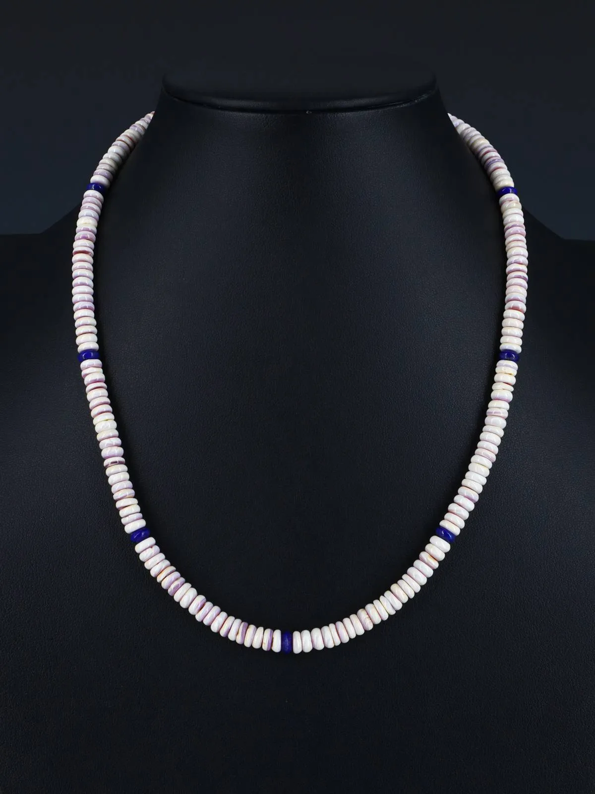 Navajo Single Strand Wampum Shell and Lapis Necklace