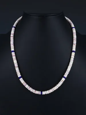 Navajo Single Strand Wampum Shell and Lapis Necklace