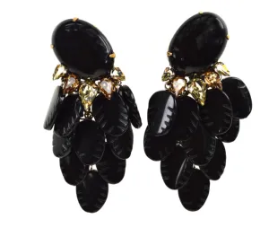 Onyx Leaves Drop Earrings