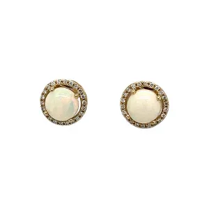 Opal and Diamond Halo Earrings