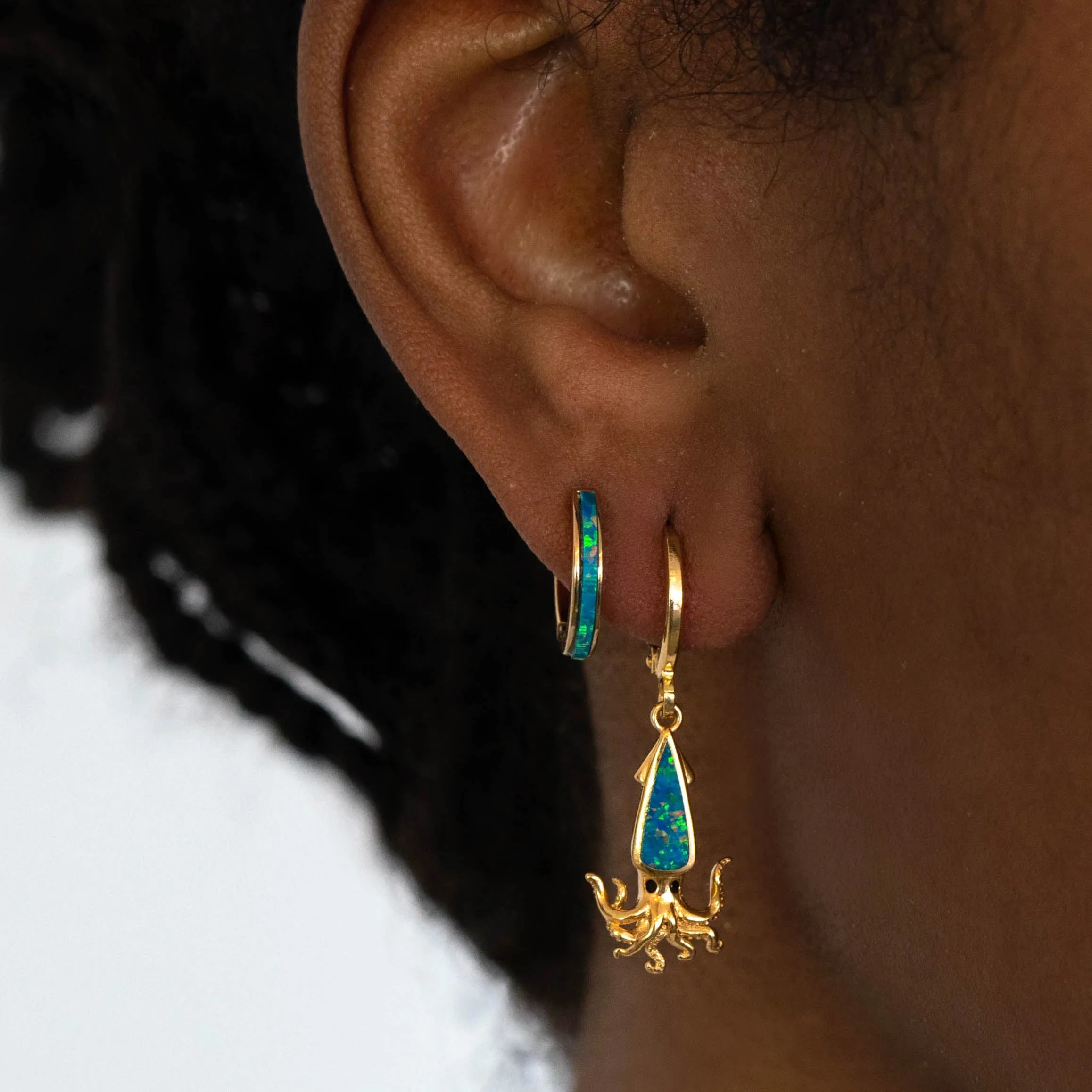 Opal Squid Earring