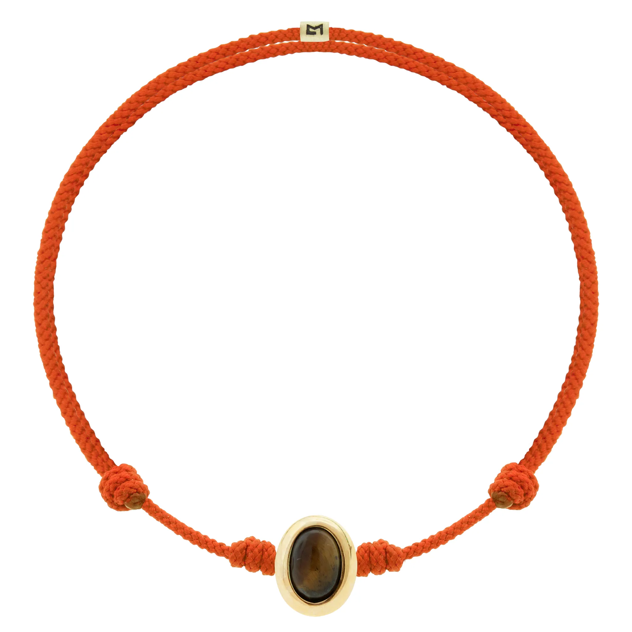 Oval Tiger's Eye Cabochon on Orange Cord Bracelet