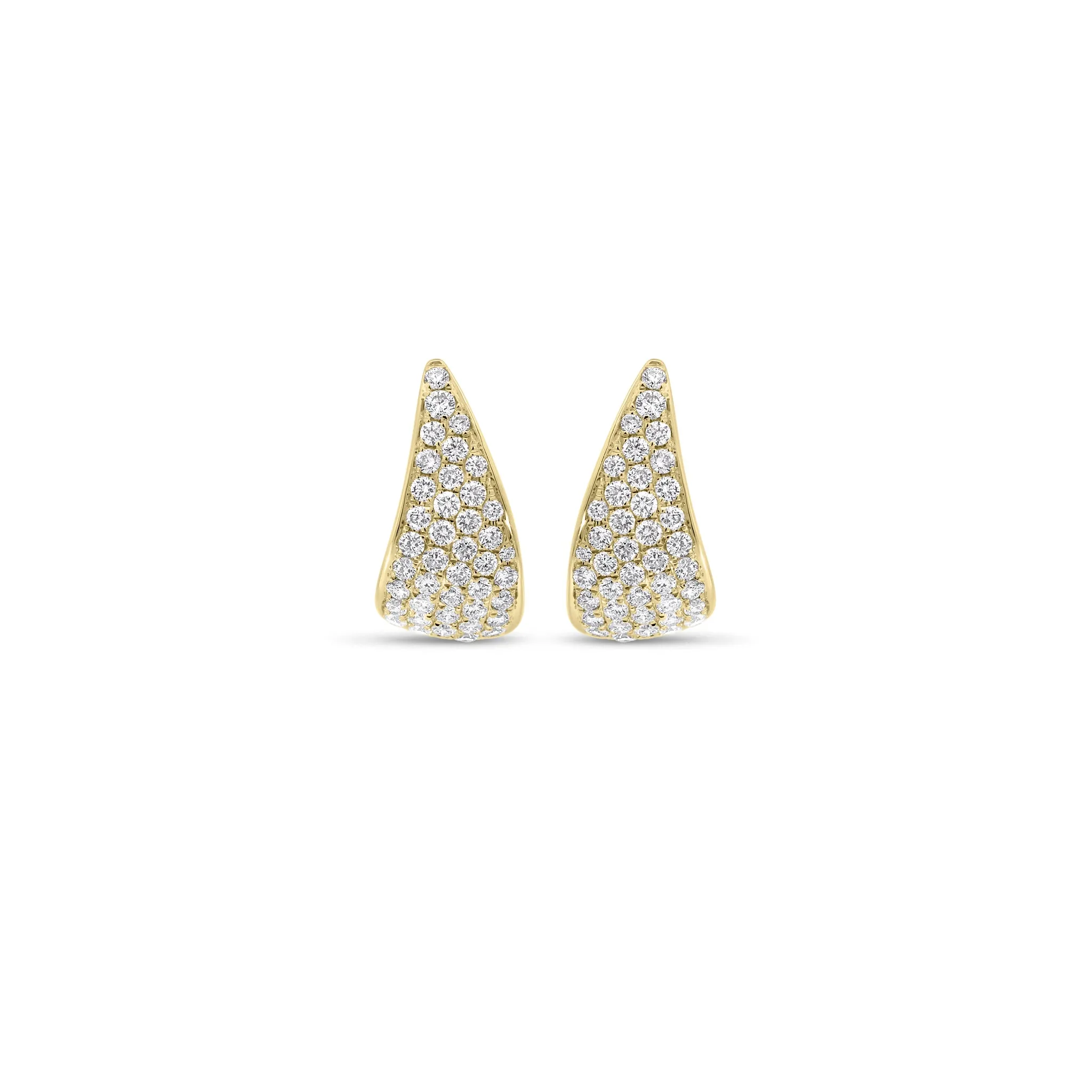 Pave Diamond Fanned Huggie Earrings