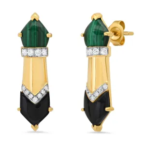 Penacho Classics Studs Malachite & Onyx