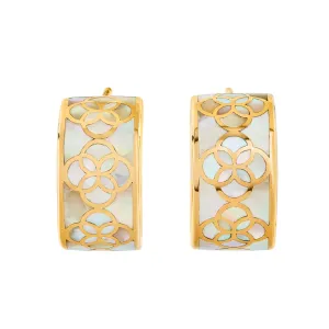 Petal Gemstone Sterling Silver Huggie Earrings with 18k Vermeil