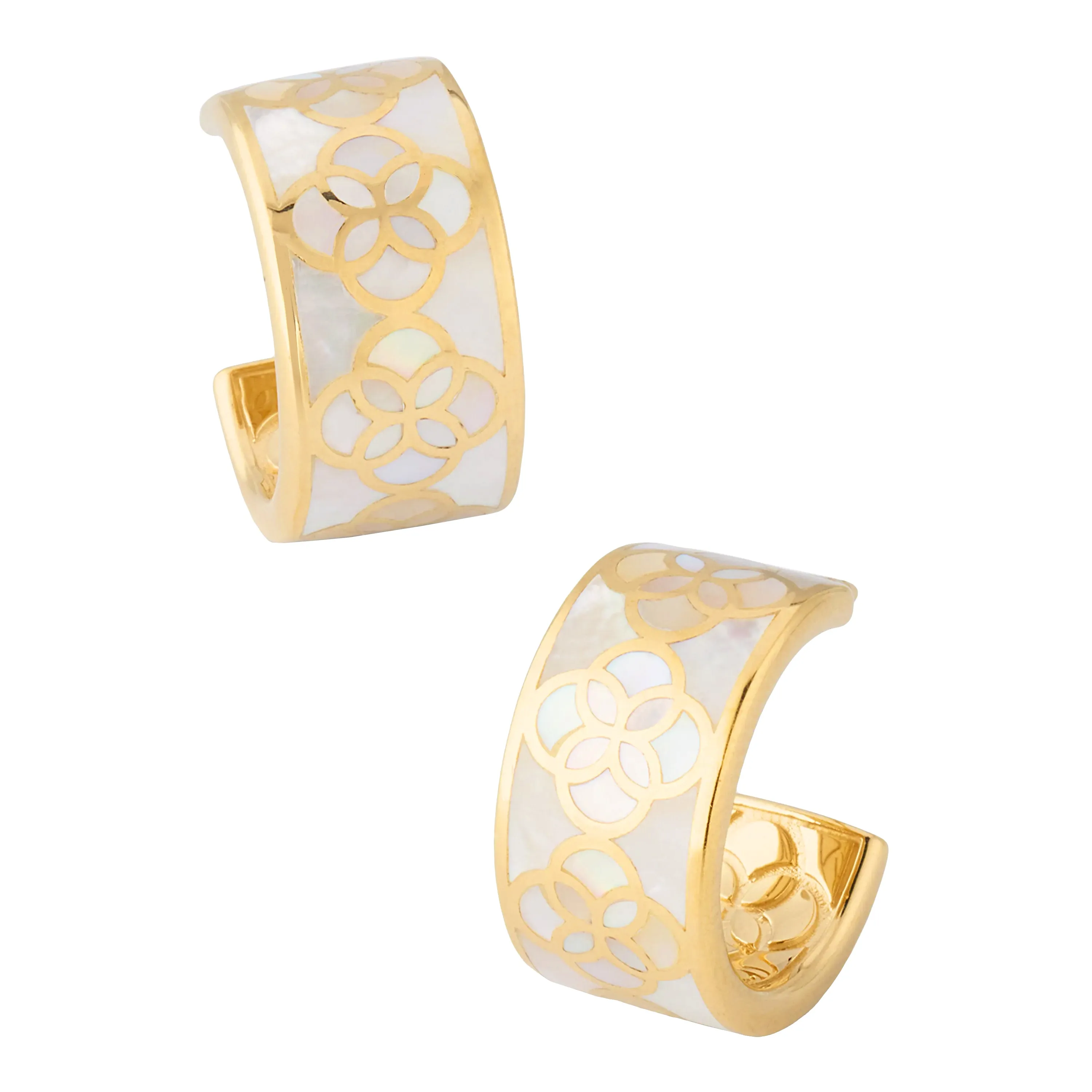 Petal Gemstone Sterling Silver Huggie Earrings with 18k Vermeil