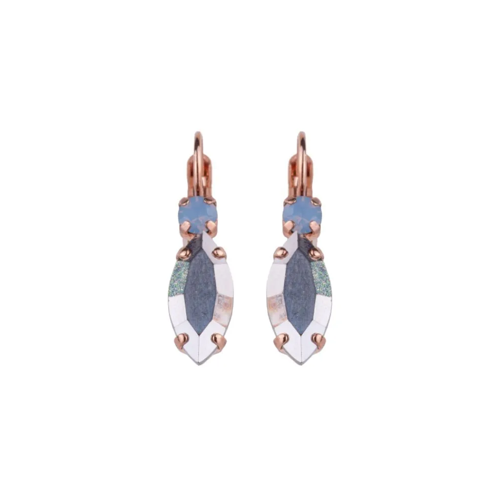 Petite and Marquise stone Earrings in "Morning Mist" - Rose Gold