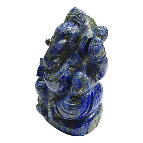 PINKCITY CREATION Handmade Showpieces Figurine Lapis Lazuli Stone Religious Idol Ganesha 3 cm.