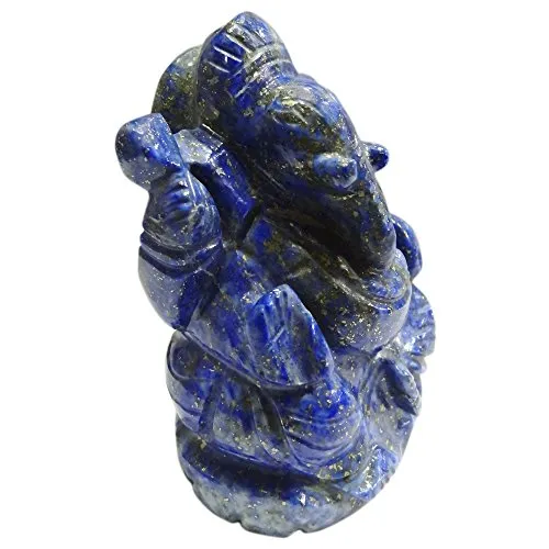 PINKCITY CREATION Handmade Showpieces Figurine Lapis Lazuli Stone Religious Idol Ganesha 3 cm.