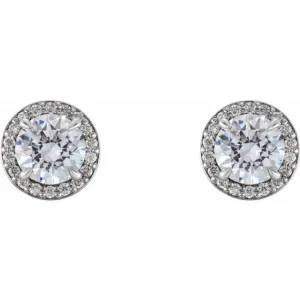 Platinum 3/8 CTW Natural Diamond Halo-Style Earrings