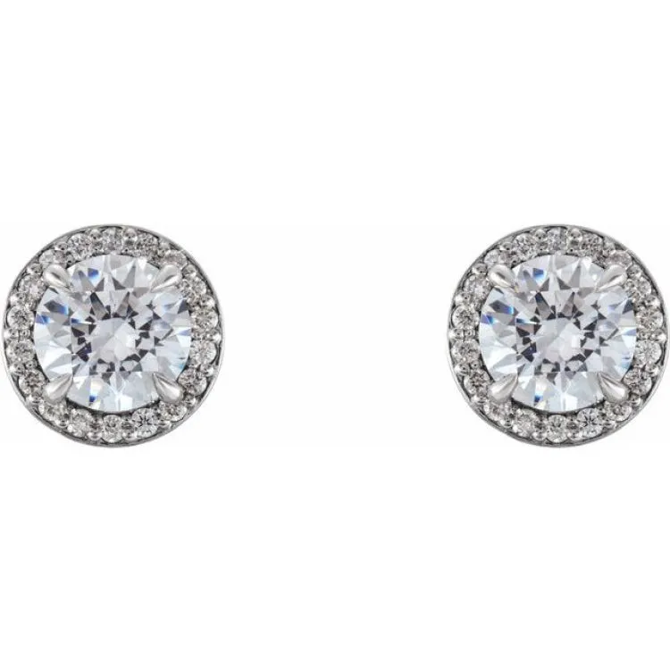 Platinum 3/8 CTW Natural Diamond Halo-Style Earrings