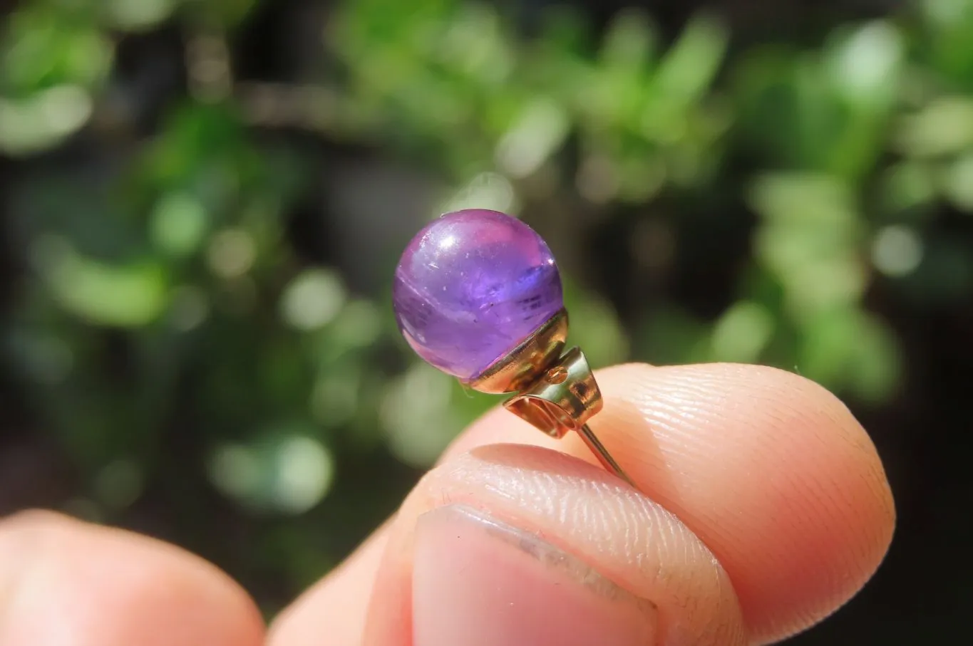 Polished Pair of Gemmy Amethyst Stud Earrings - sold per Pair - From Zambia