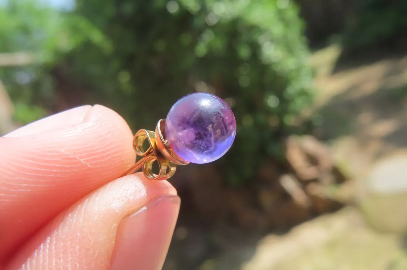 Polished Pair of Gemmy Amethyst Stud Earrings - sold per Pair - From Zambia