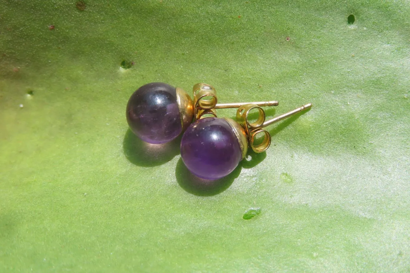 Polished Pair of Gemmy Amethyst Stud Earrings - sold per Pair - From Zambia