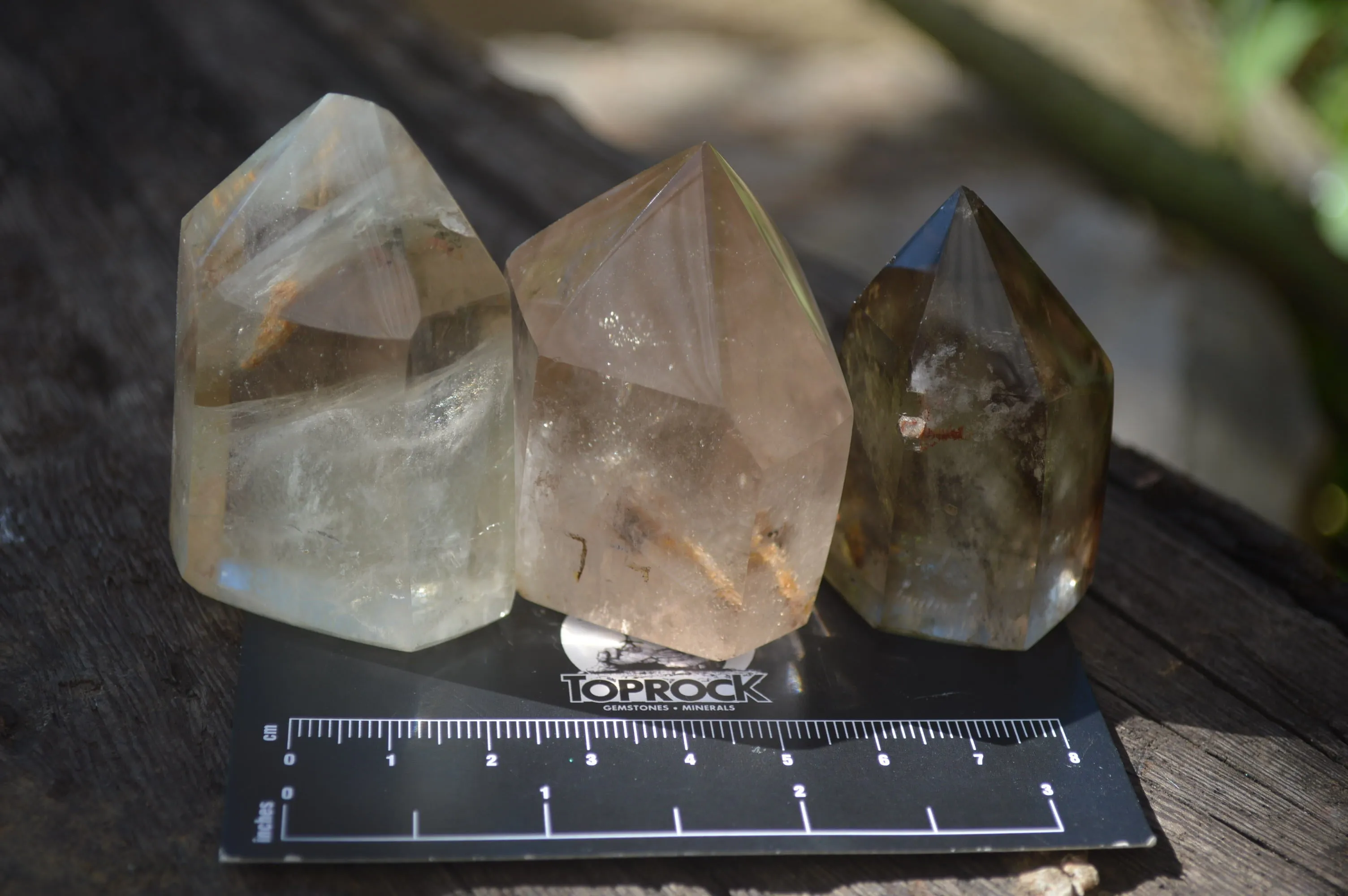 Polished Smokey Phantom Quartz Crystals x 12 From Madagascar