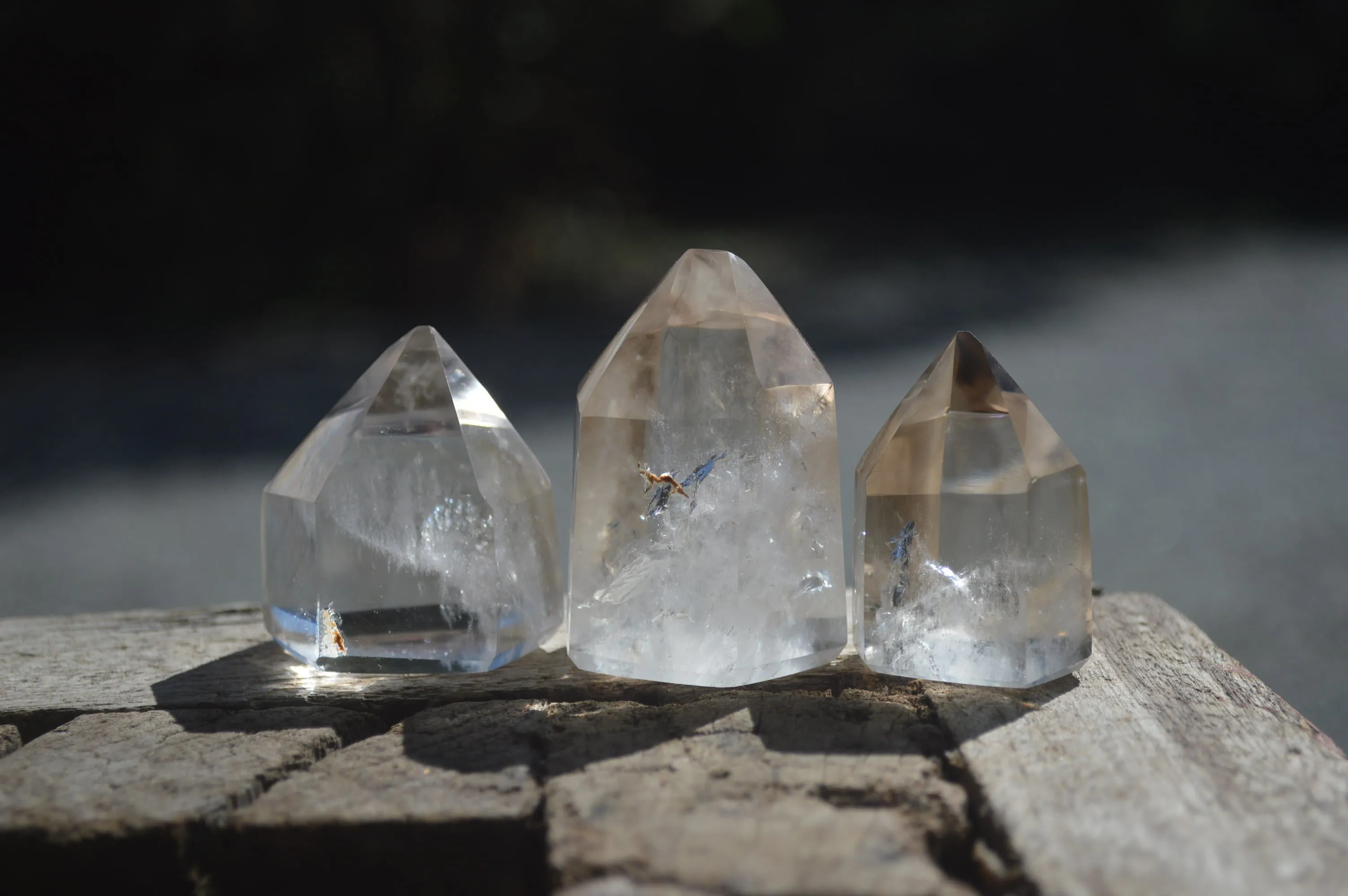 Polished Smokey Phantom Quartz Crystals x 12 From Madagascar