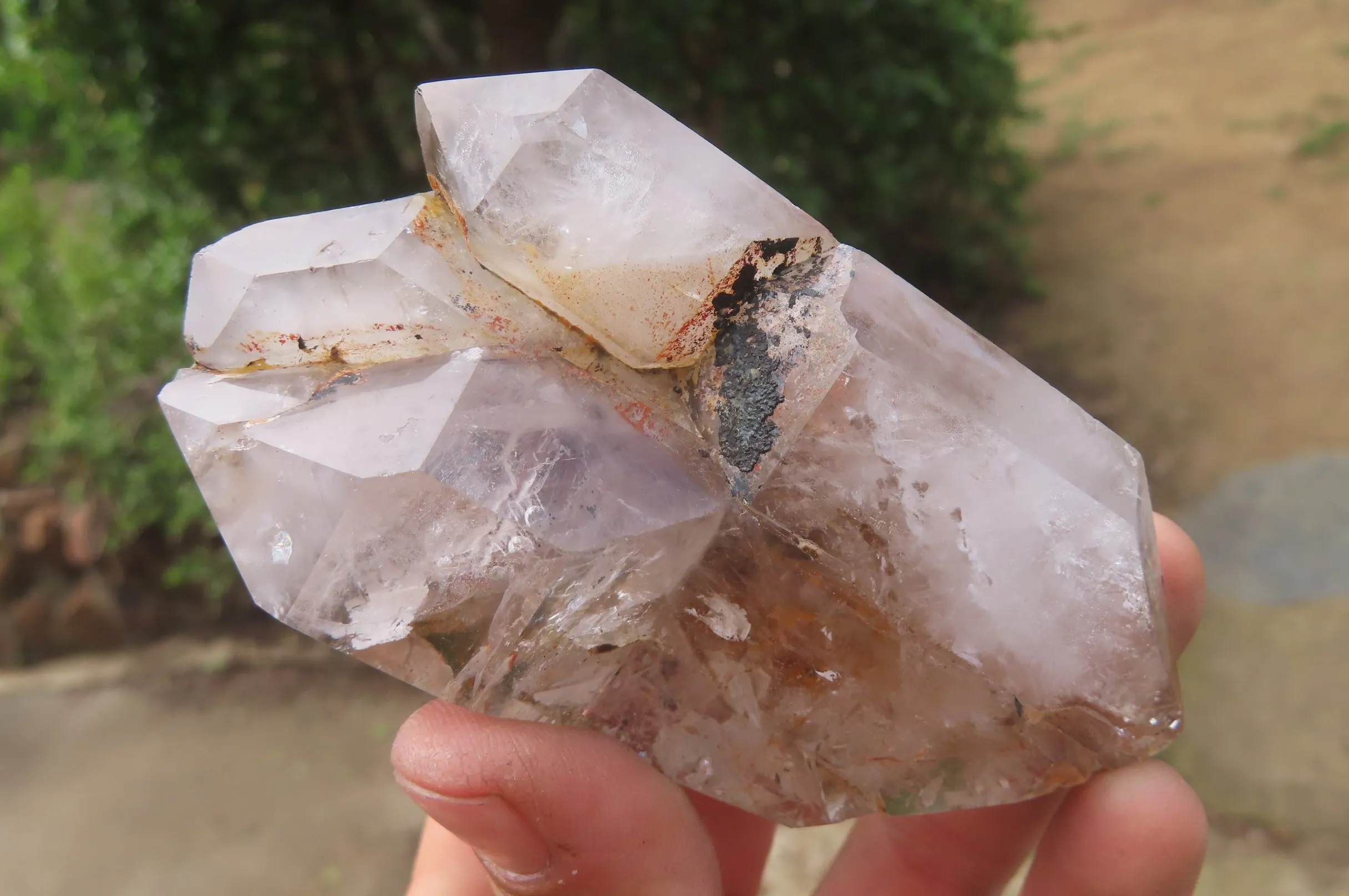 Polished Smokey Window Quartz Crystals x 6 From Madagascar